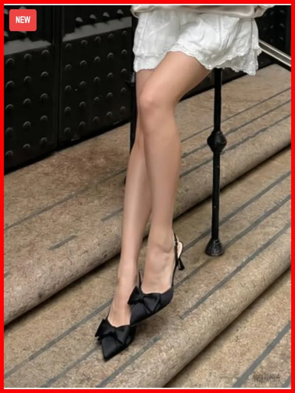 Womens Slingback Kitten Heels Bow Satin Closed Pointed Toe Pumps D'Orsay Slip